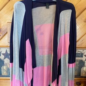 INC blue, pink and gray cardigan